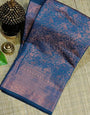 Teal Blue Soft Banarasi Silk Saree With Sensational Blouse Piece