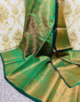 Green Soft Banarasi Silk Saree With Quintessential Blouse Piece