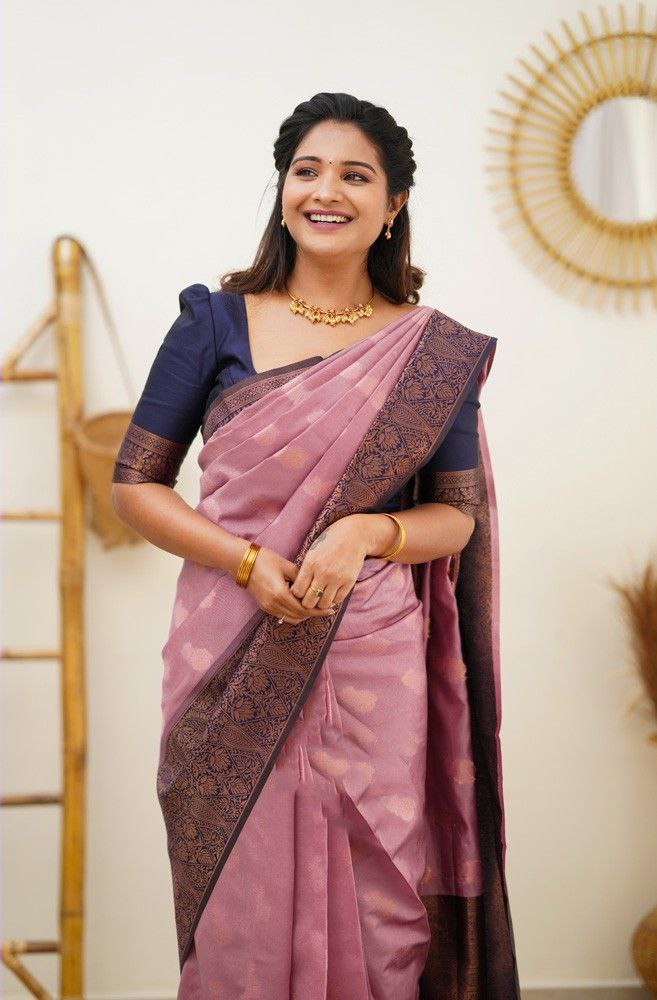 Pink Soft Silk Saree With Fragrant Blouse Piece