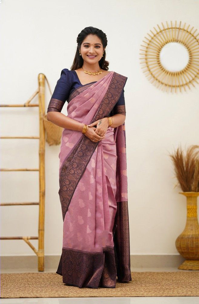 Pink Soft Silk Saree With Fragrant Blouse Piece