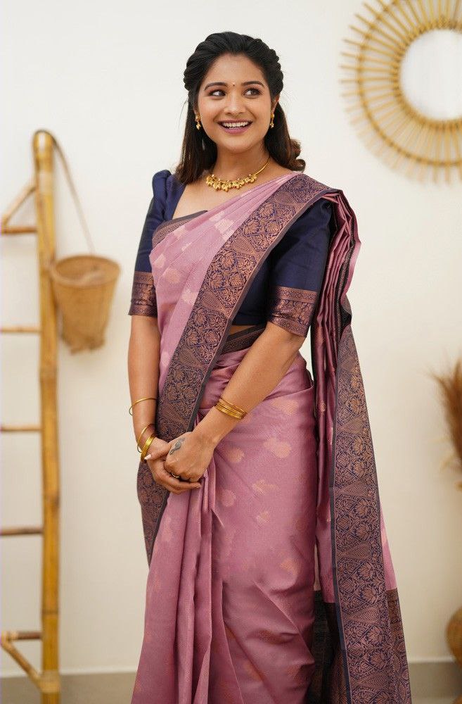 Pink Soft Silk Saree With Fragrant Blouse Piece