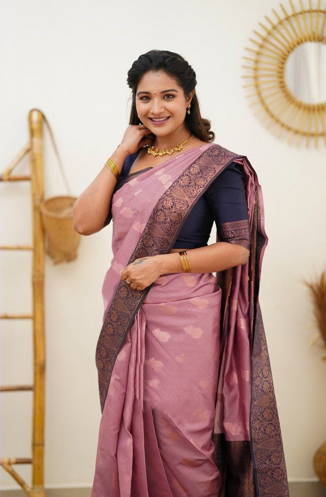 Pink Soft Silk Saree With Fragrant Blouse Piece