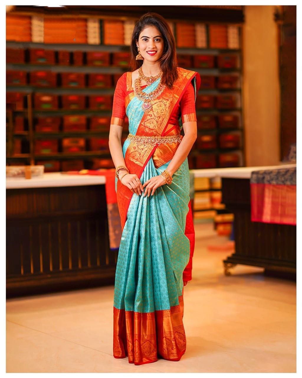 Turquoise Soft Silk Saree with Propinquity Blouse Piece