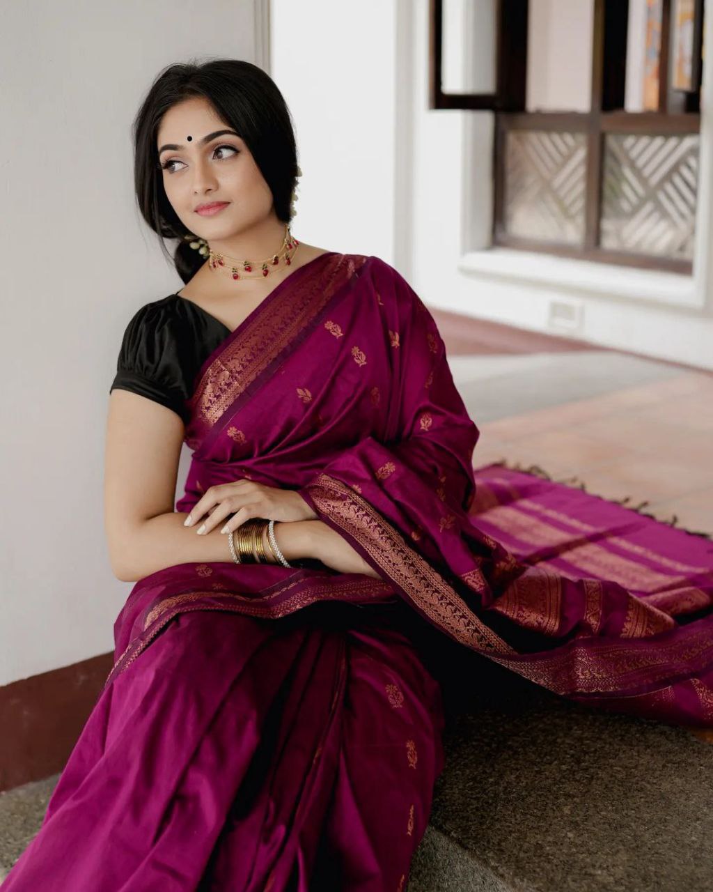 Purple Soft Silk Saree With Angelic Blouse Piece