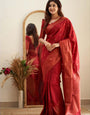 Red Soft Silk Saree With Surreptitious Blouse Piece