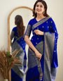 Blue Soft Silk Saree With Surreptitious Blouse Piece