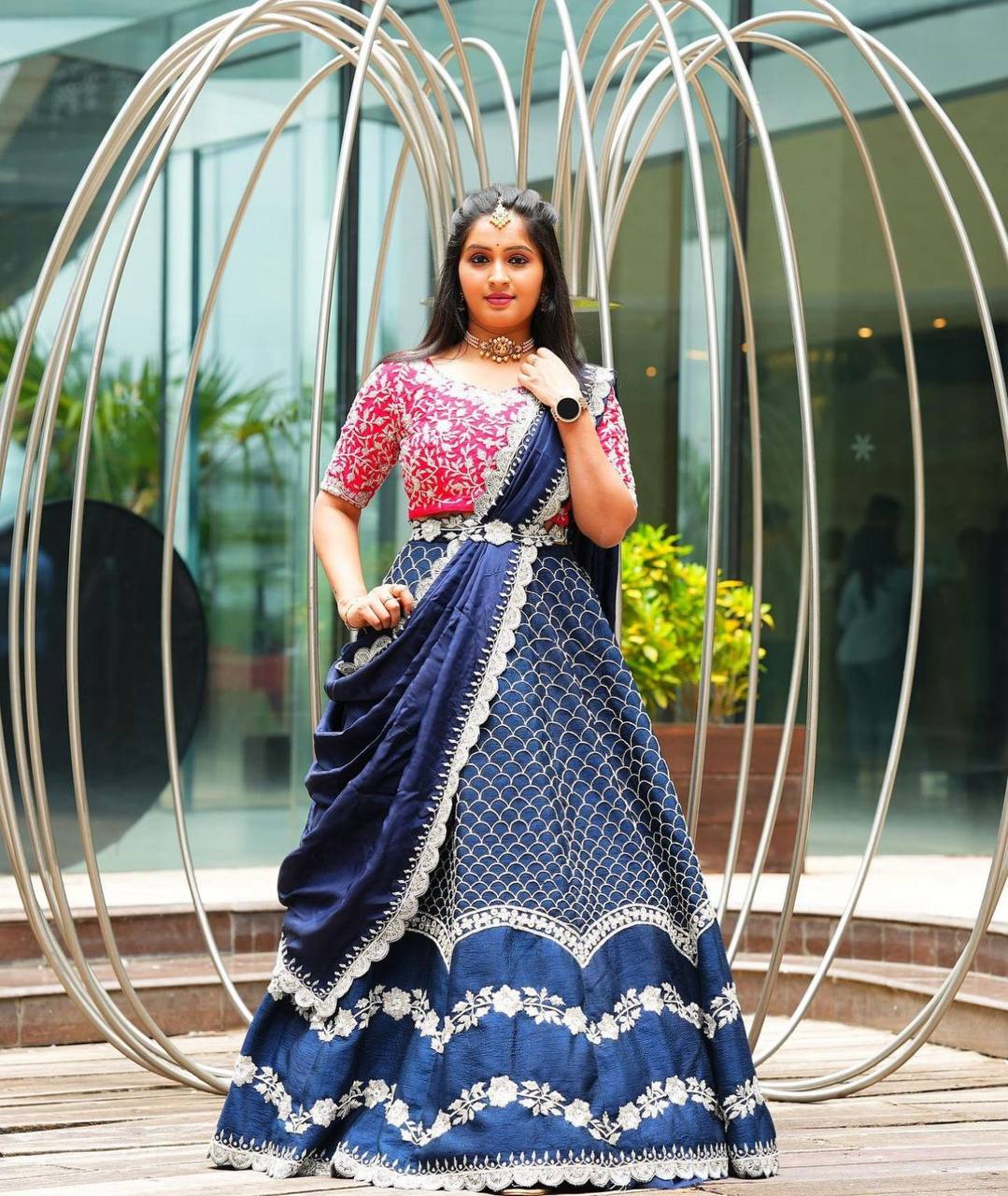 Wedding Wear Blue Colour Lehenga Choli in Embroidery Work