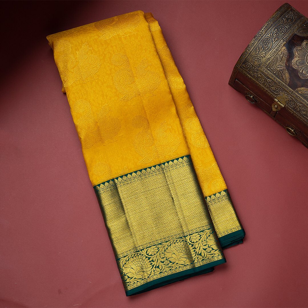 Yellow Soft Banarasi Silk Saree With Flattering Blouse Piece